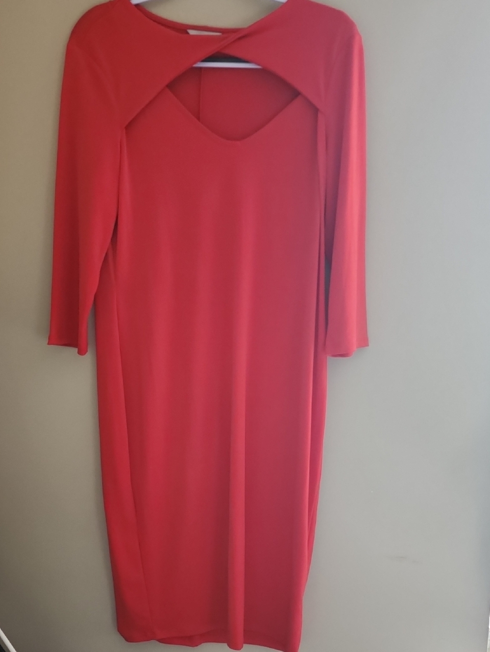 NWT Women's Red Ponte Knit Midi Dress with Cutout Detail